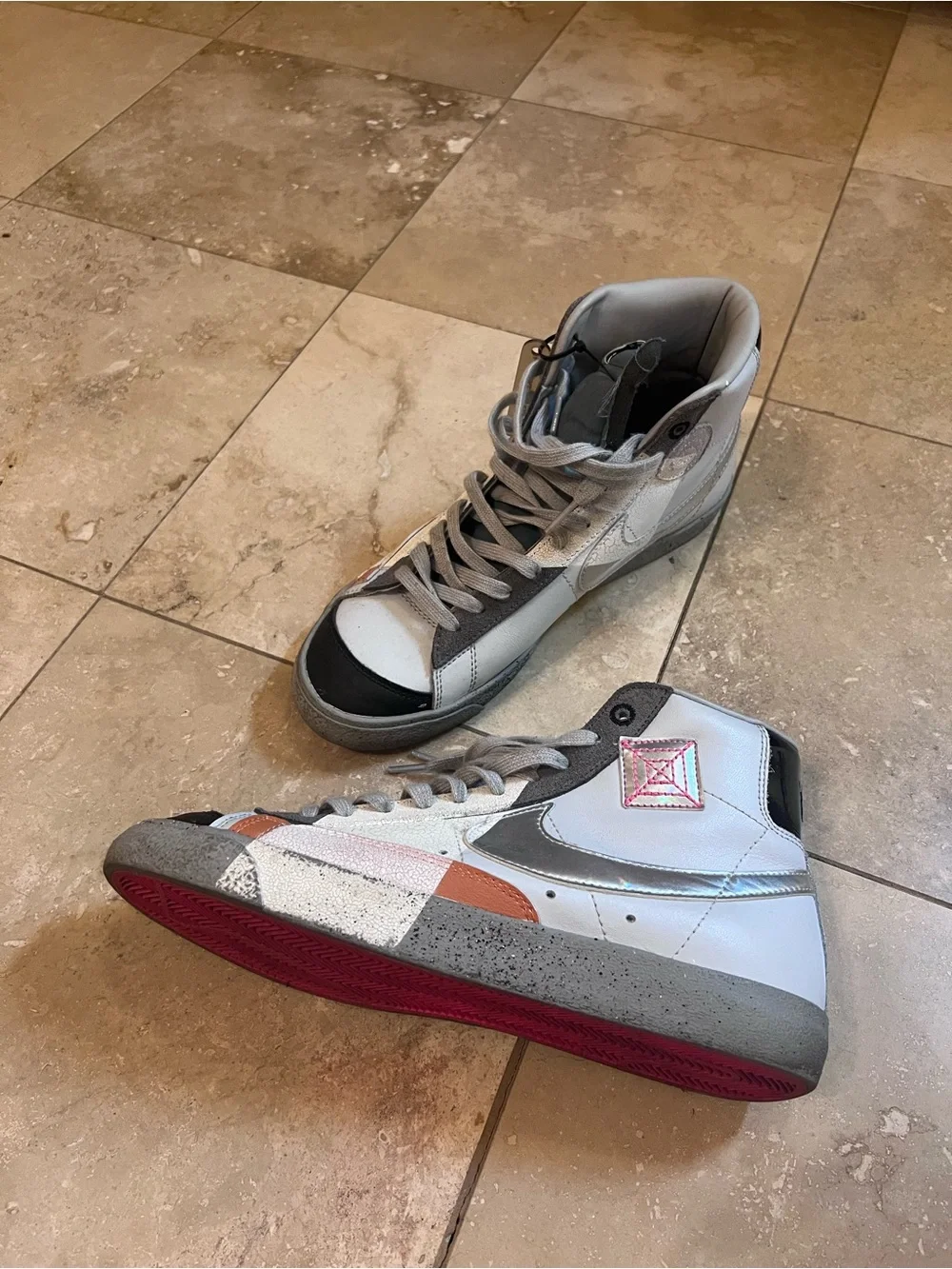 Nike Blazer Men's High-Top Casual Sneakers in White, Gray & Silver